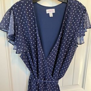 Sweet Pea Navy Polka Dot Maxi Wrap Dress